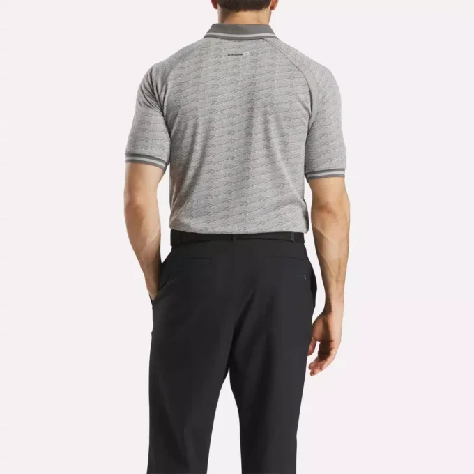 Erkek Kısa Kollu Tonlu Vector Jakarlı Polo Gömlek, Uçlu Ribana Kenar