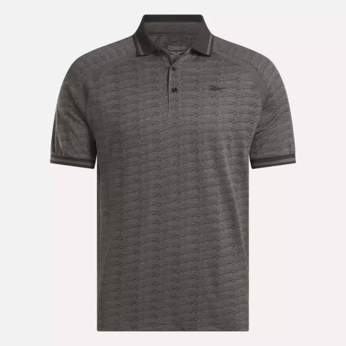 Erkek Kısa Kollu Tonlu Vector Jakarlı Polo Gömlek, Uçlu Ribana Kenar