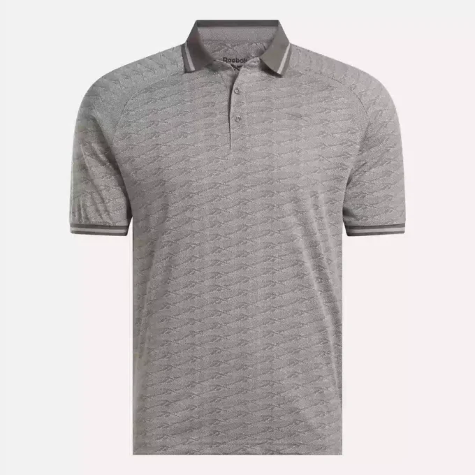 Erkek Kısa Kollu Tonlu Vector Jakarlı Polo Gömlek, Uçlu Ribana Kenar