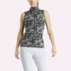 Kadın Kolsuz Mock Neck Golf Üstü – Vector Abstract Print