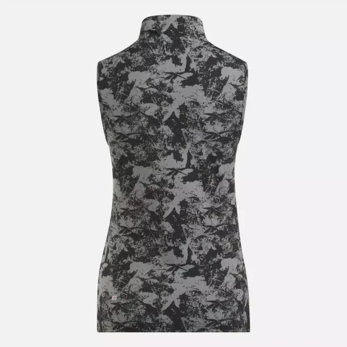 Kadın Kolsuz Mock Neck Golf Üstü – Vector Abstract Print