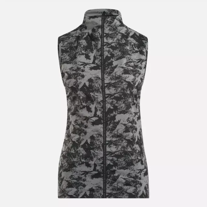 Kadın Kolsuz Mock Neck Golf Üstü – Vector Abstract Print