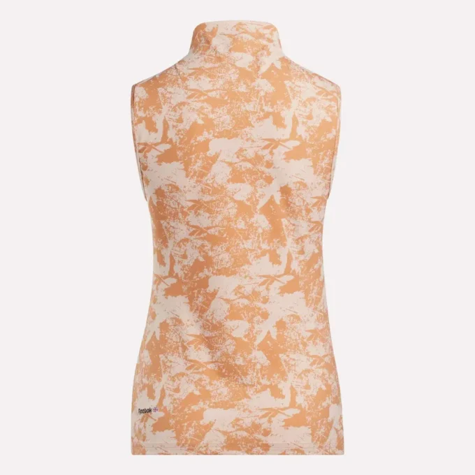 Kadın Kolsuz Mock Neck Golf Üstü – Vector Abstract Print