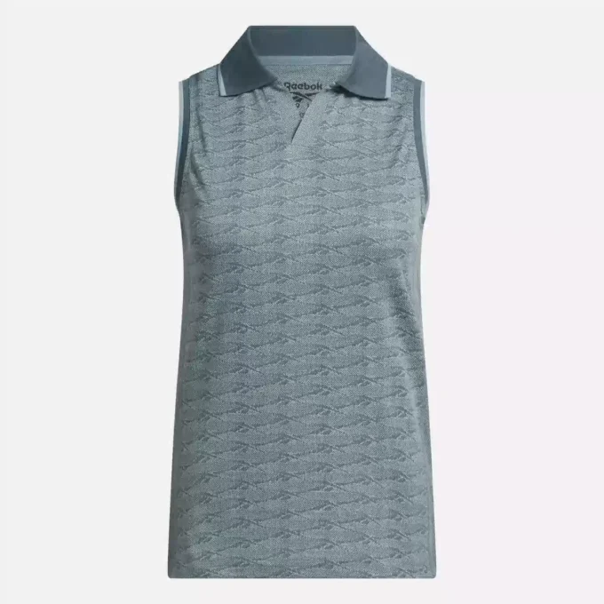 Kadın Kolsuz Tonlu Vektör Jakarlı Golf Polo Gömlek