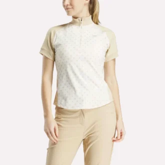 Kadın Kısa Kollu 1/4 Fermuarlı Mini Argyle Desenli Üst