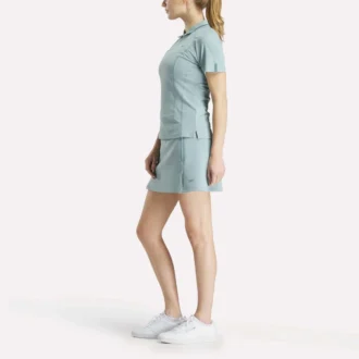 Kadın Kısa Kollu Fermuarlı Bodycon Golf Polo Gömlek