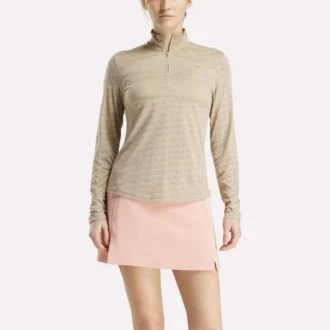 Kadın Uzun Kollu Engineered Vector Jacquard 1/4 Zip Golf Kazak