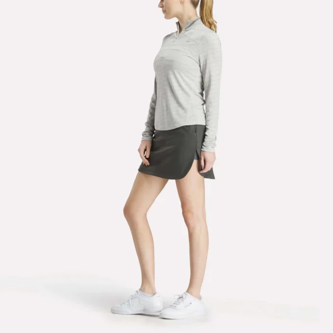 Kadın Uzun Kollu Engineered Vector Jacquard 1/4 Zip Golf Kazak
