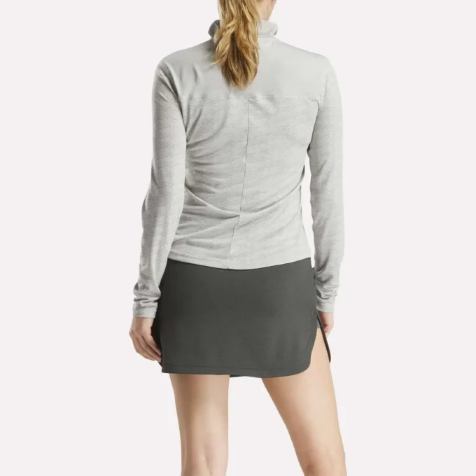 Kadın Uzun Kollu Engineered Vector Jacquard 1/4 Zip Golf Kazak