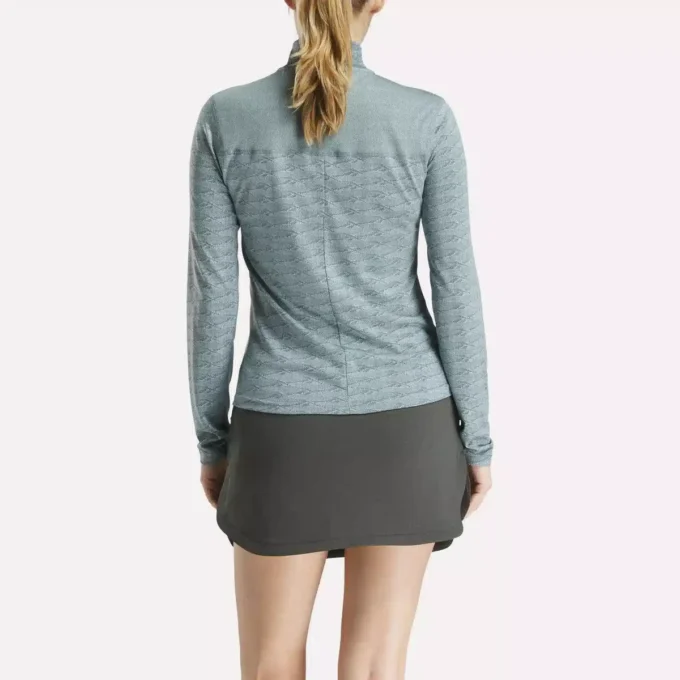 Kadın Uzun Kollu Engineered Vector Jacquard 1/4 Zip Golf Kazak