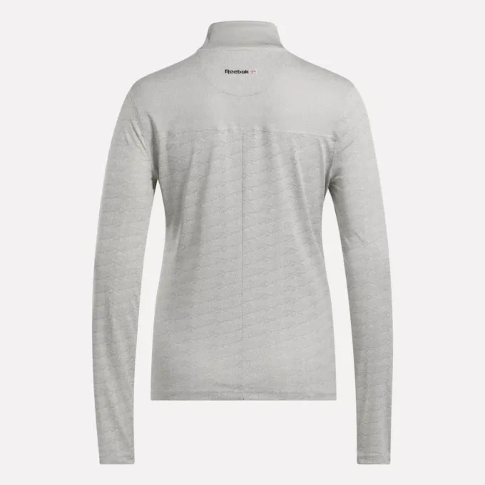 Kadın Uzun Kollu Engineered Vector Jacquard 1/4 Zip Golf Kazak