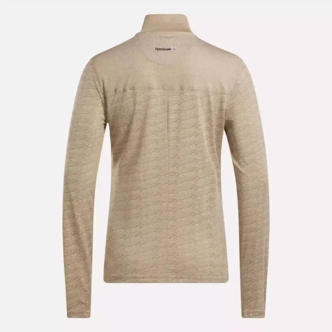 Kadın Uzun Kollu Engineered Vector Jacquard 1/4 Zip Golf Kazak Kadın Uzun Kollu Engineered Vector Jacquard 1/4 Zip Golf Kazak