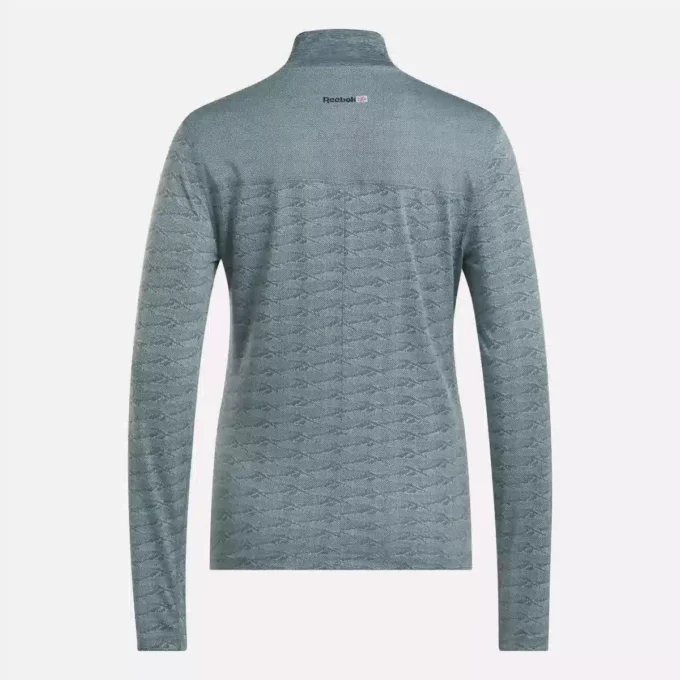 Kadın Uzun Kollu Engineered Vector Jacquard 1/4 Zip Golf Kazak