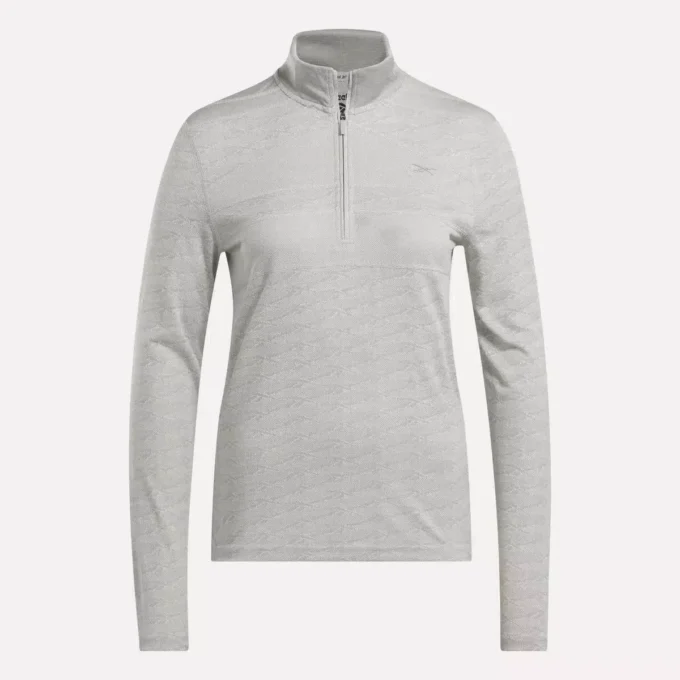 Kadın Uzun Kollu Engineered Vector Jacquard 1/4 Zip Golf Kazak
