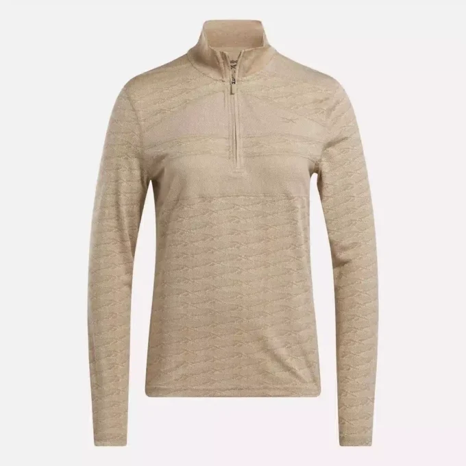 Kadın Uzun Kollu Engineered Vector Jacquard 1/4 Zip Golf Kazak Kadın Uzun Kollu Engineered Vector Jacquard 1/4 Zip Golf Kazak