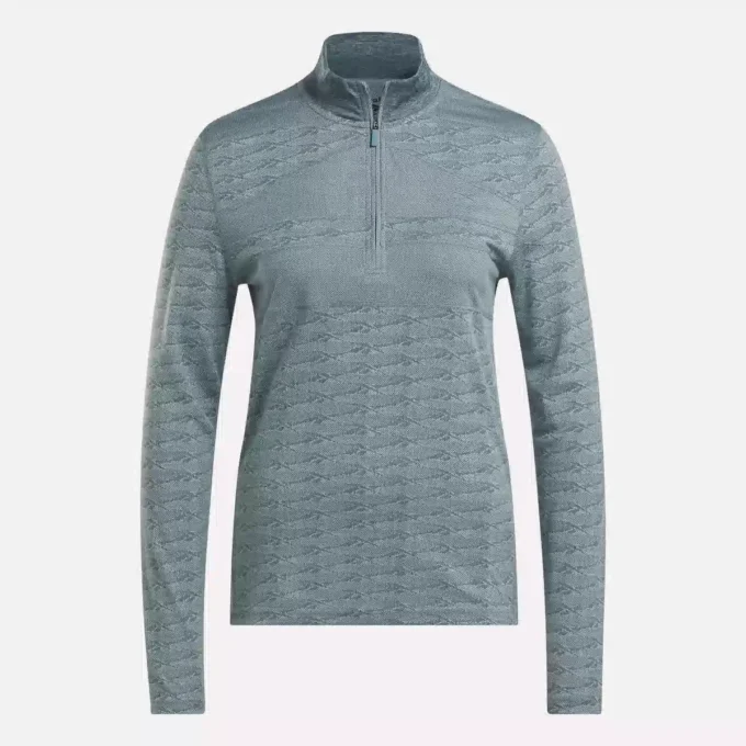 Kadın Uzun Kollu Engineered Vector Jacquard 1/4 Zip Golf Kazak